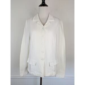 Amina Rubinacci Blazer Jacket Knit Preppy Minimalist Neutral Spring Cream Sz 50